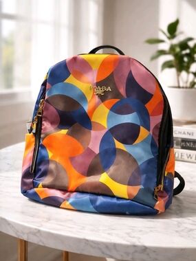 Poaba Multicolor Circular-Print Nylon Backpack